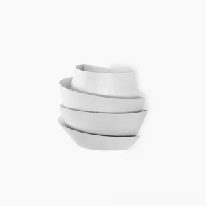Le Soleil modern white tiered wall sconce with asymmetrical staggered bowl design, flat lay display
