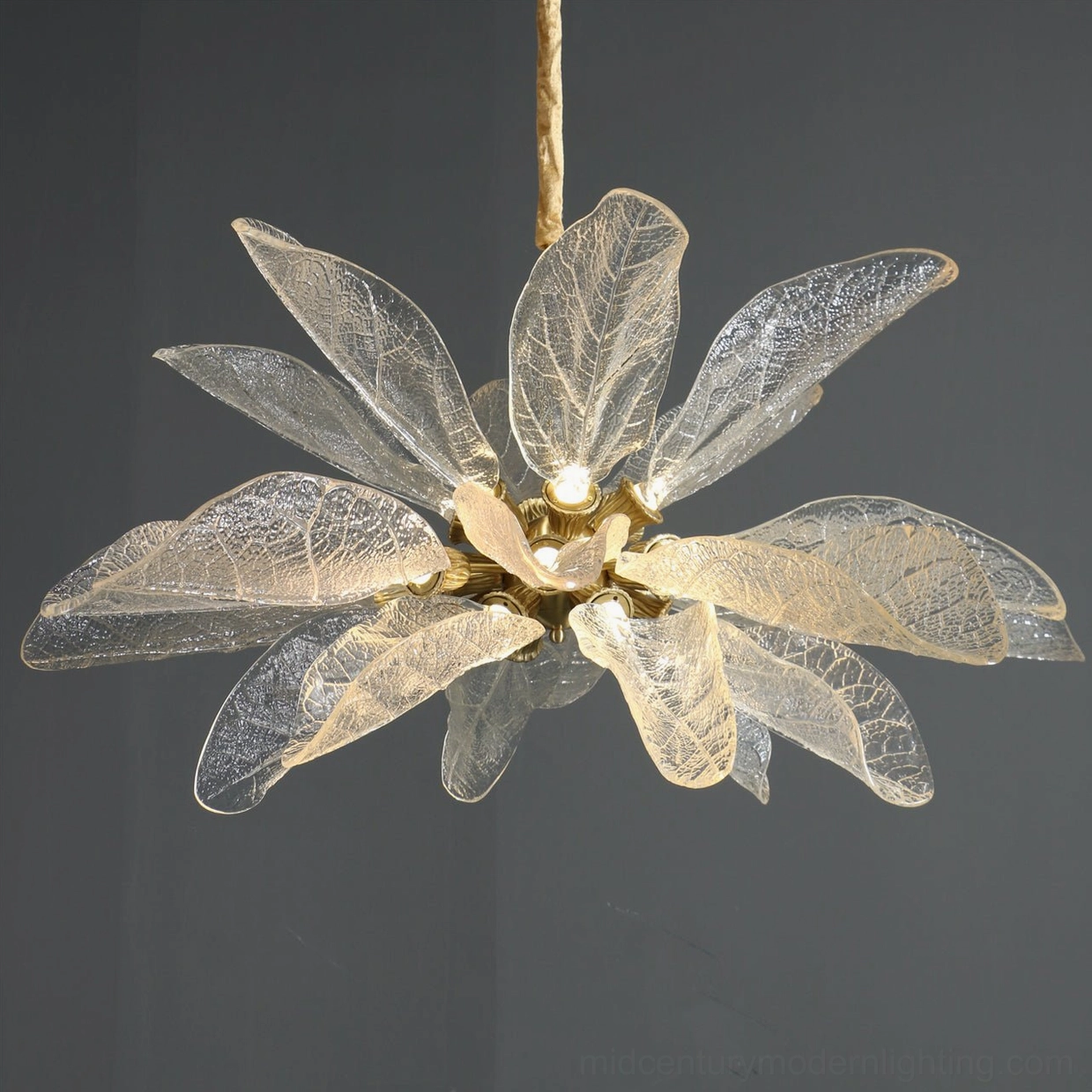 Mid-century inspired leaf bloom chandelier botanical aesthetic home decor