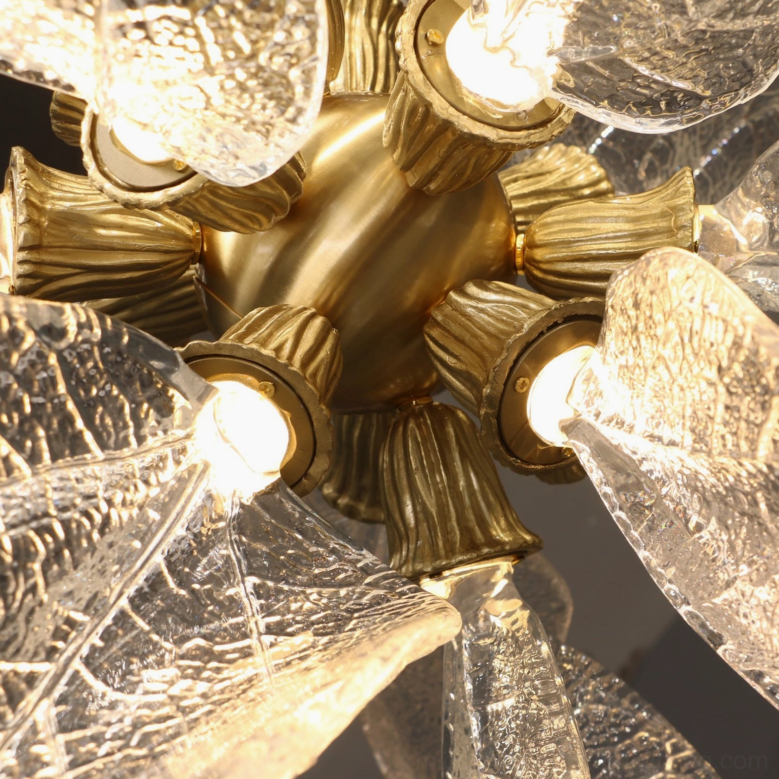Leaf bloom resin shade chandelier integrated LED lighting warm glow