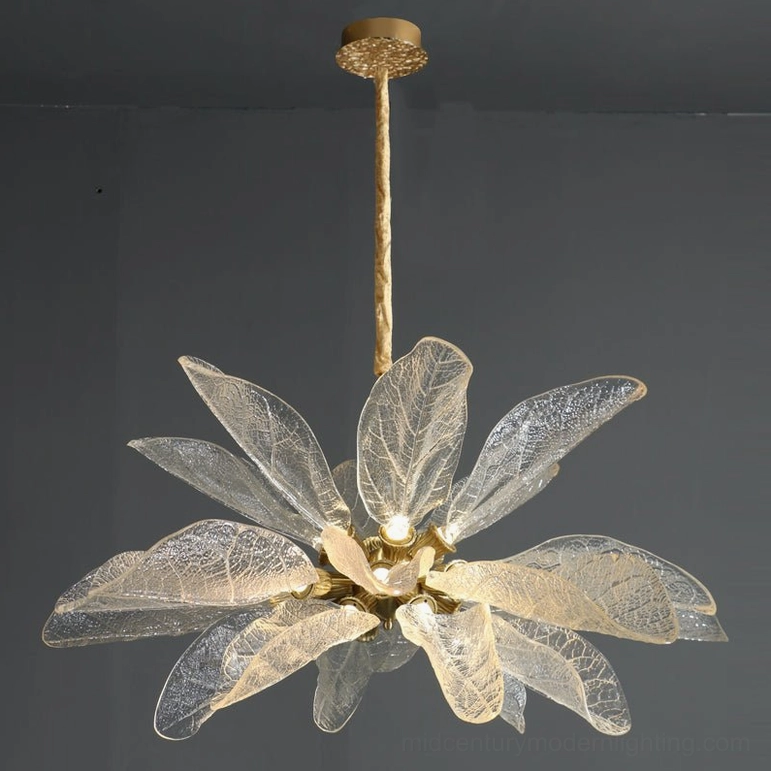 49.2 inch leaf bloom brass chandelier large dining room chandelier fixture