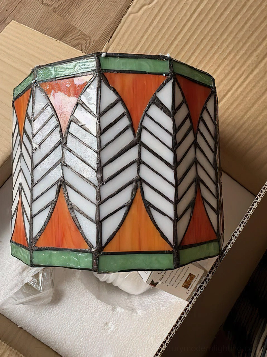 Leaf Tiffany pendant lamp, mid-century modern stained glass design with varied color options