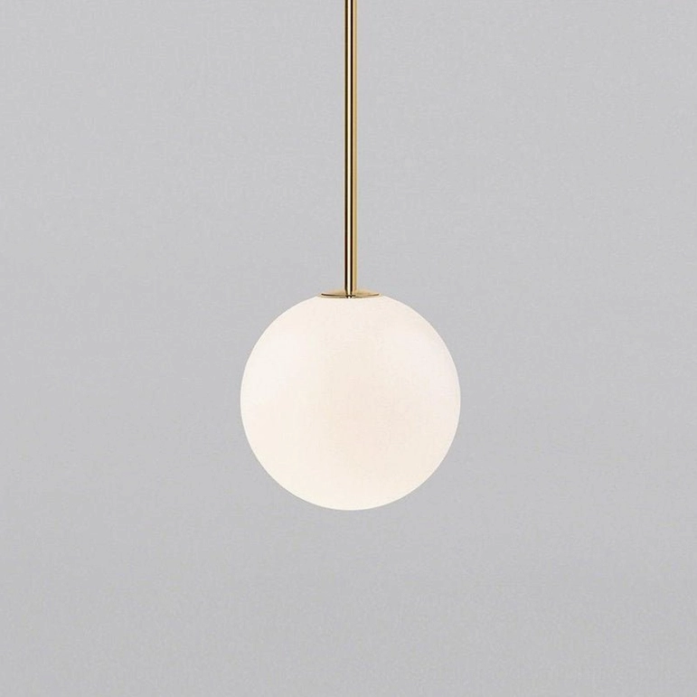 LED-compatible brass globe pendant light with G9 socket in energy-efficient installation