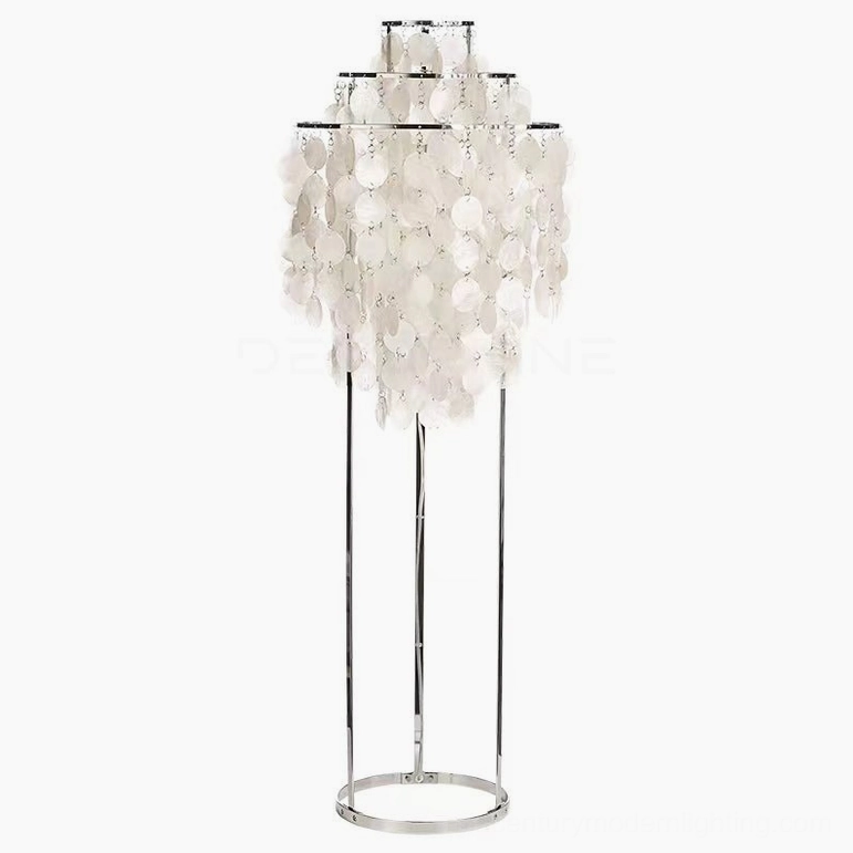 Natural capiz shell floor lamp compatible with LED and Edison bulbs universal lighting