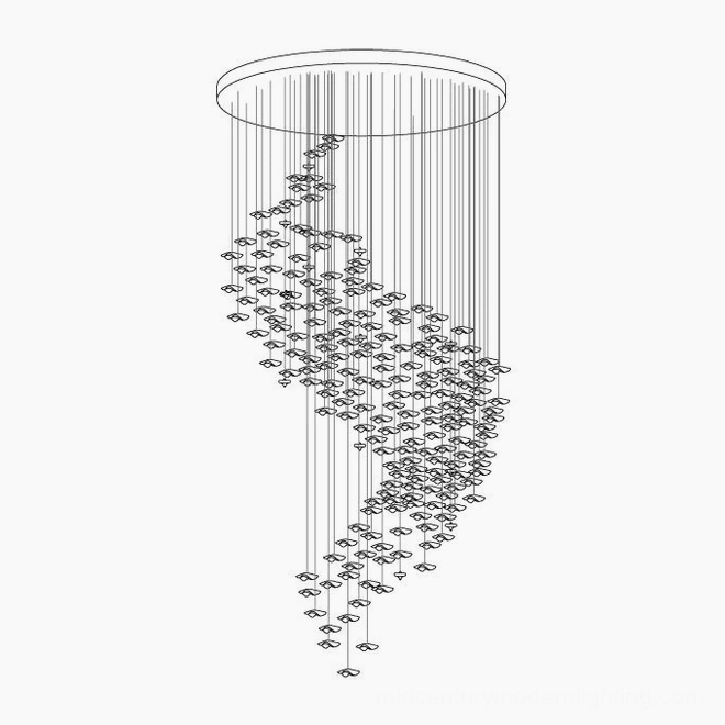Integrated LED fluid glass chandelier energy efficient warm ambient illumination modern