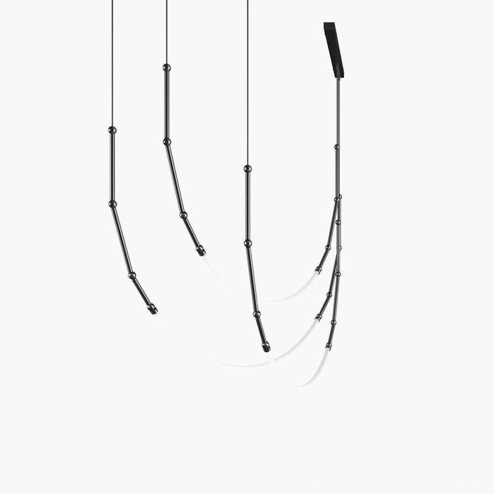 Leda LED chandelier architectural lighting in black finish, modern gallery aesthetic
