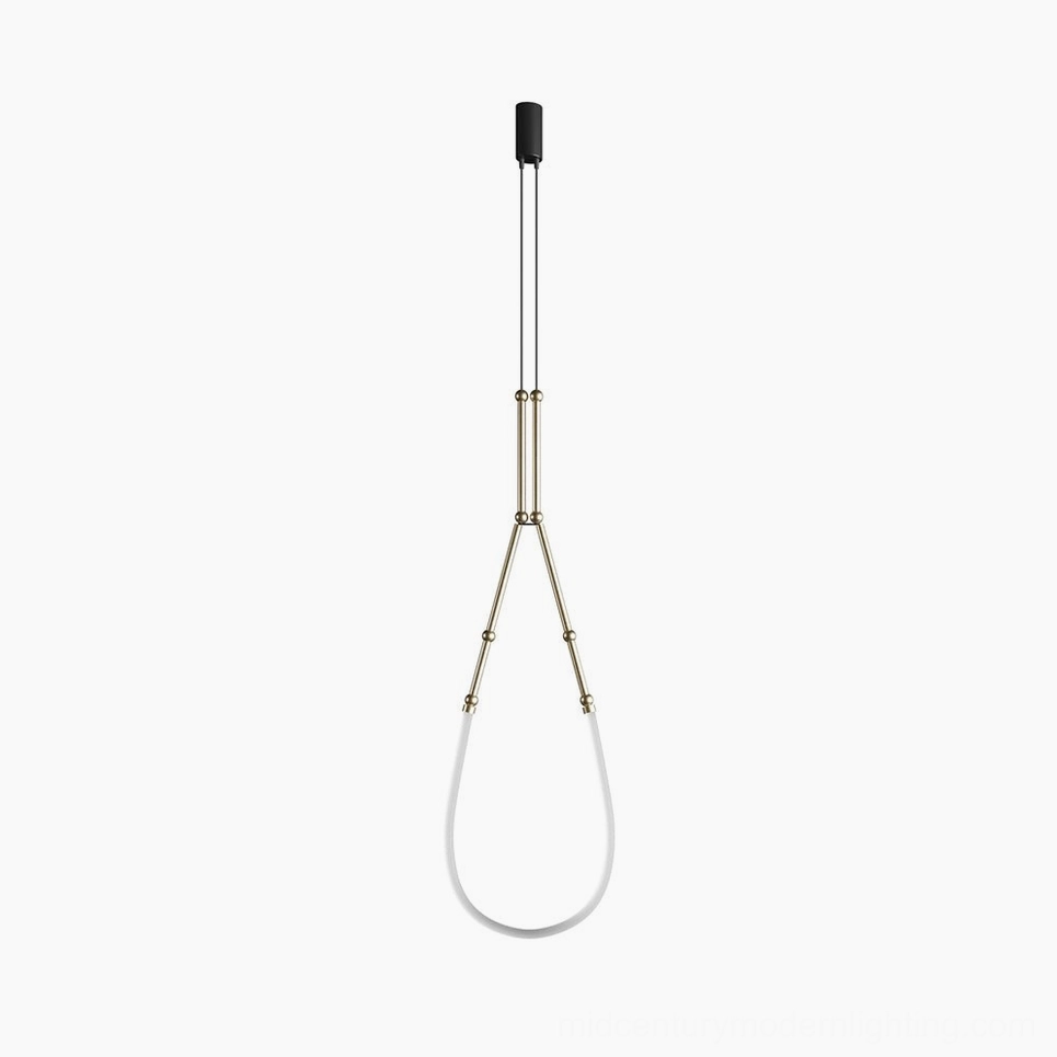 Model C Leda curved LED chandelier gold finish, contemporary minimalist ceiling pendant