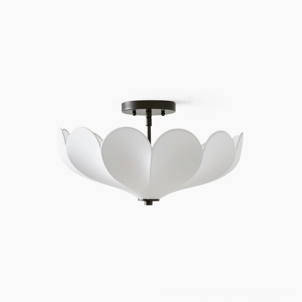 Leni mid-century modern petal ceiling light white fabric architectural form