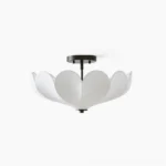 Leni petal ceiling light white fabric with black metal base studio front view