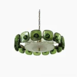 Lennox emerald green glass ring chandelier overhead view mid-century modern pendant light