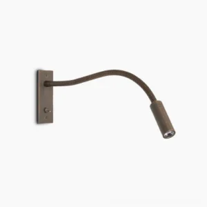 Leo adjustable gooseneck LED wall sconce in brushed bronze finish, side flat profile view on white background