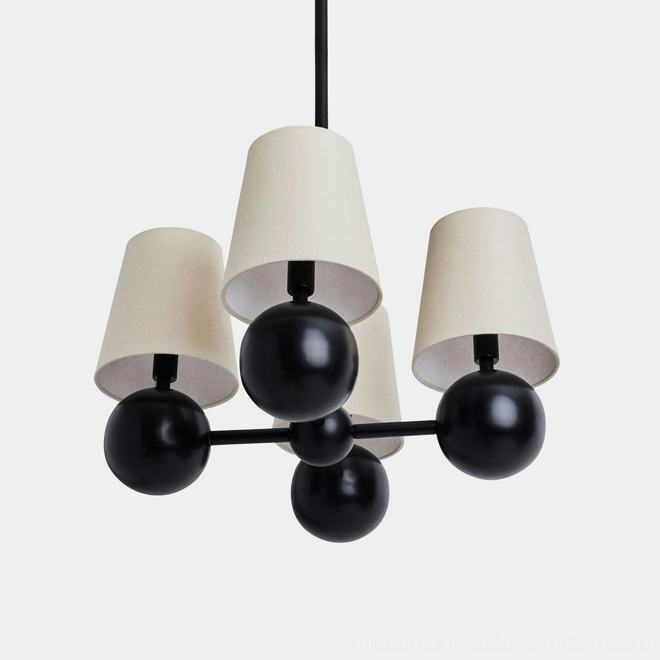 Leoda 4-light crossbar chandelier with mixed off-white fabric shades on matte black frame
