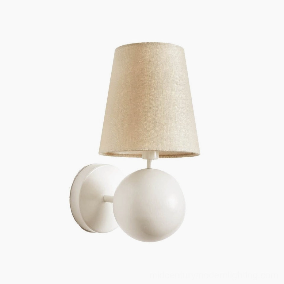 Leoda wall sconce spherical brass element detail, premium craftsmanship and proportional design