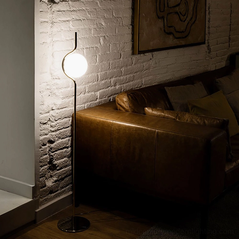 Levita mid-century modern floor lamp lifestyle detail showcasing design craftsmanship and architectural lines