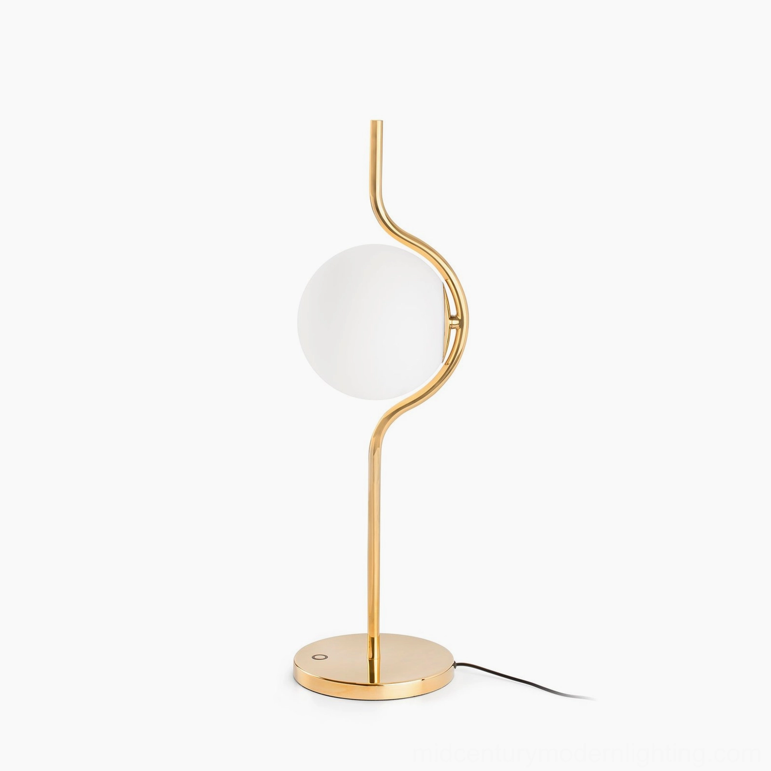 Levita mid-century modern table lamp gold and white variant complete product shot showcase all angles and details