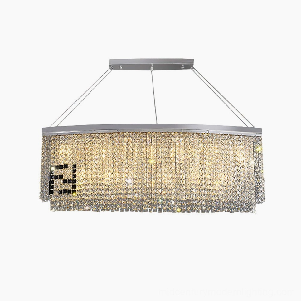 Liliana rectangular crystal chandelier 120cm model mid-century modern style