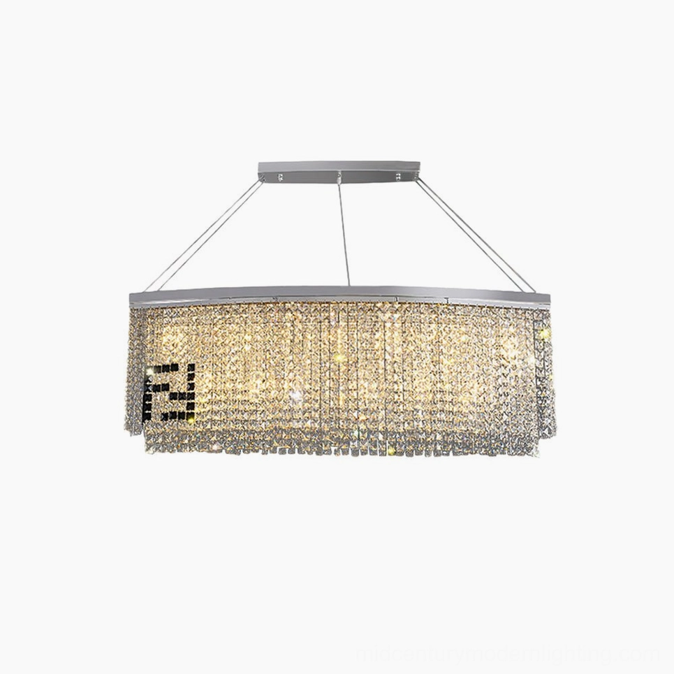 Liliana rectangular crystal chandelier 80cm compact model with polished chrome finish