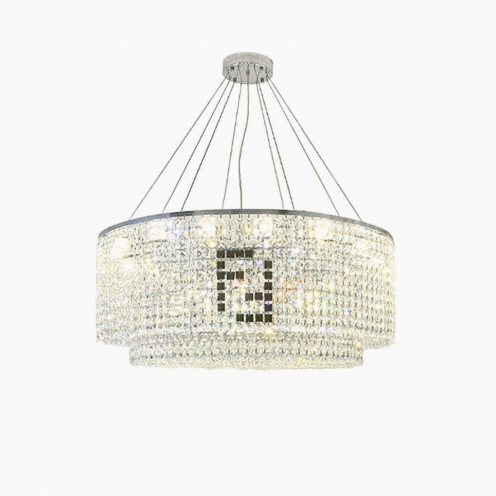 Premium 150cm diameter Liliana crystal chandelier, extra-large round design with chrome finish and full crystal detail