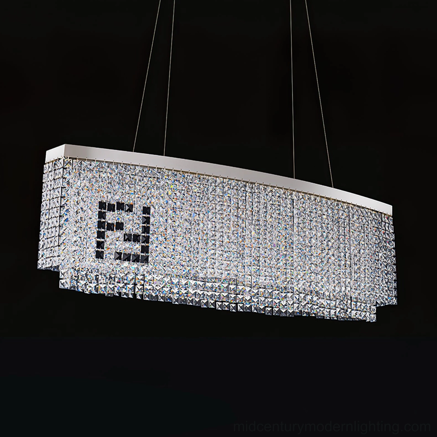 Liliana rectangular crystal chandelier architectural design and geometric form