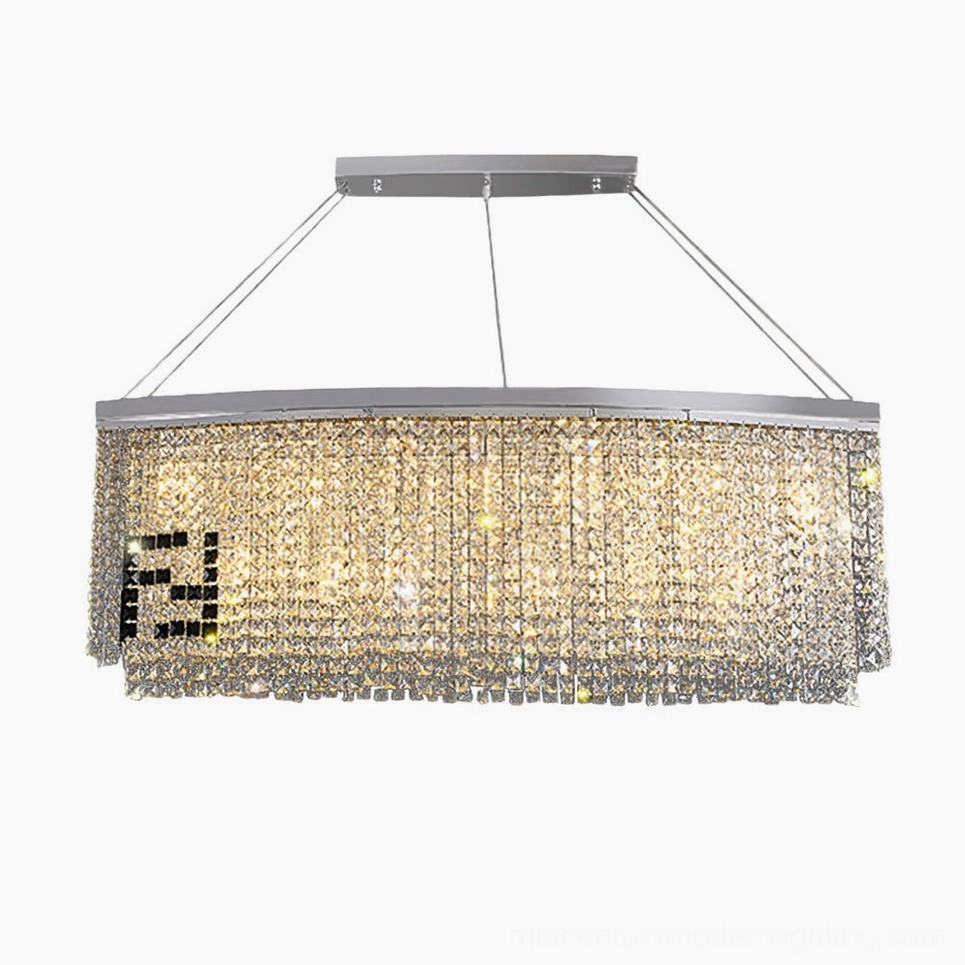 Liliana rectangular crystal chandelier large 150cm model in elegant dining room
