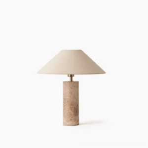 Limoges marble table lamp front view studio shot with minimalist white background showcasing modern lighting design