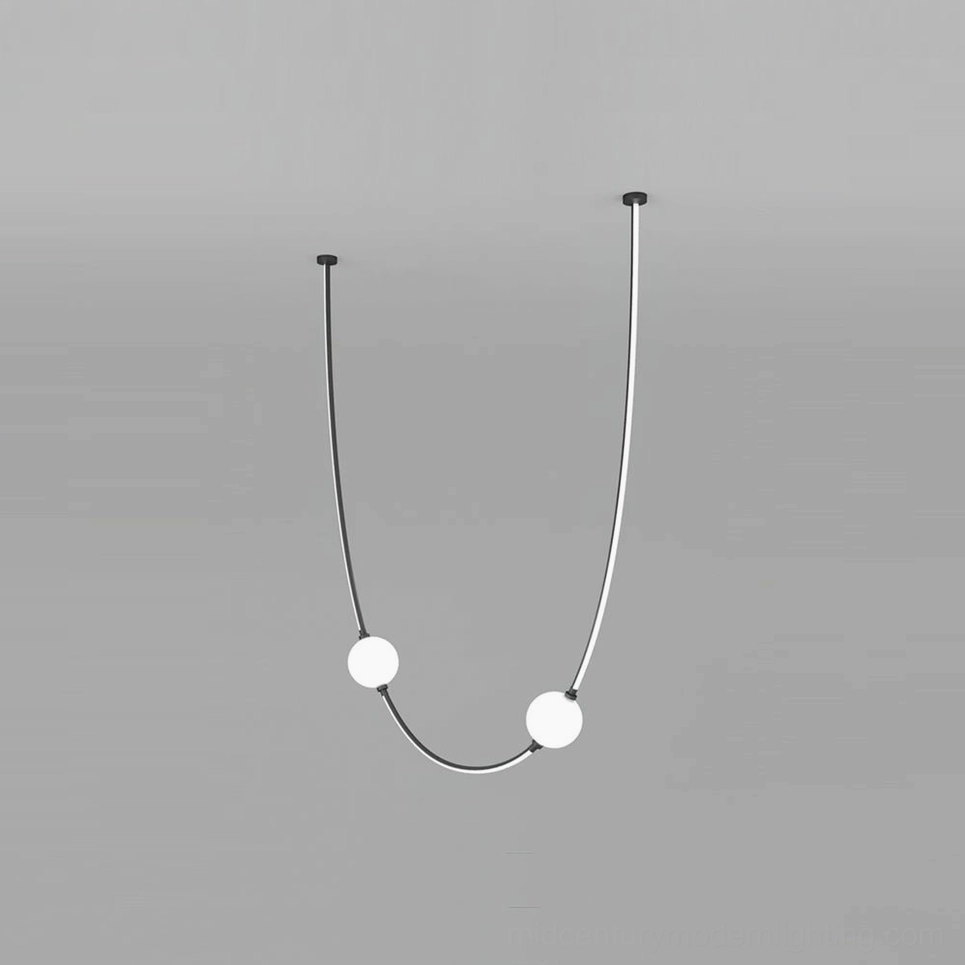 Linea Curva curved metal framework pendant chandelier contemporary modern architectural lighting