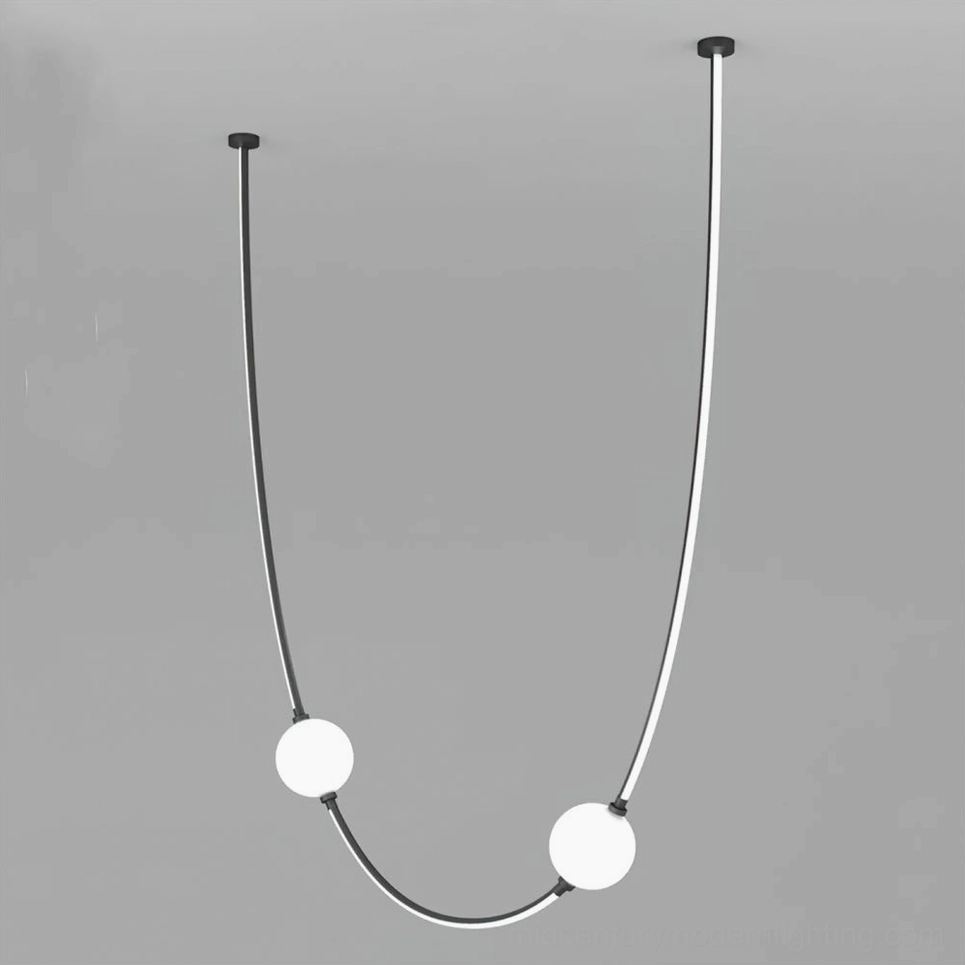 Linea Curva black finish large curved pendant chandelier contemporary modern ceiling light fixture