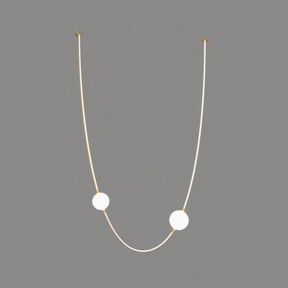 Linea Curva gold curved pendant chandelier frosted glass ball fixtures modern luxury lighting