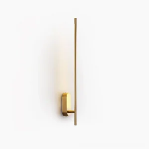 Linear brass metal sconce minimal design studio view