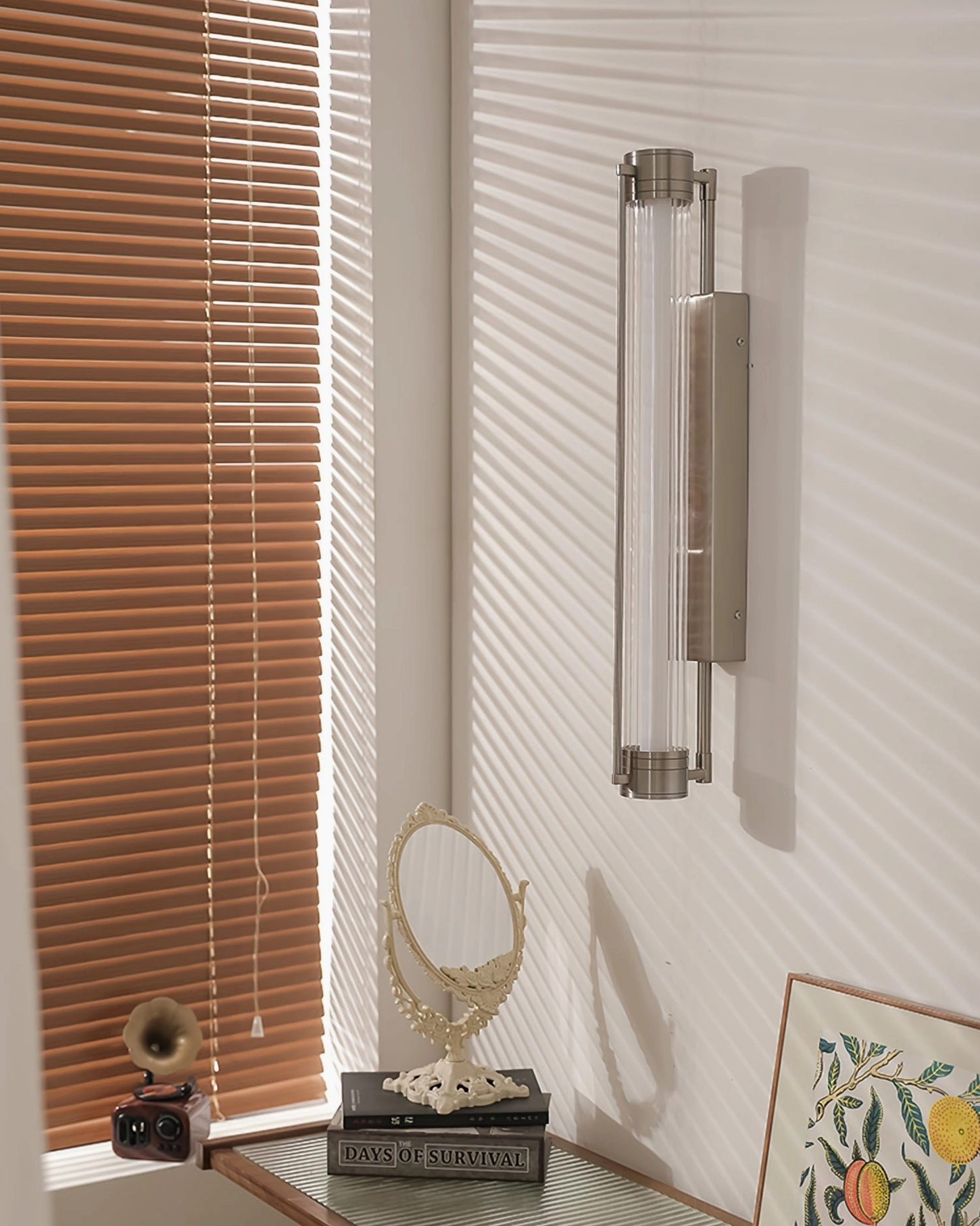 Lirna mid-century modern wall lamp geometric cylindrical form design