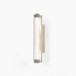 Lirna minimalist wall sconce front view brushed nickel sand nickel finish modern lighting