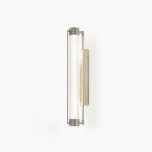 Lirna minimalist wall sconce front view brushed nickel sand nickel finish modern lighting