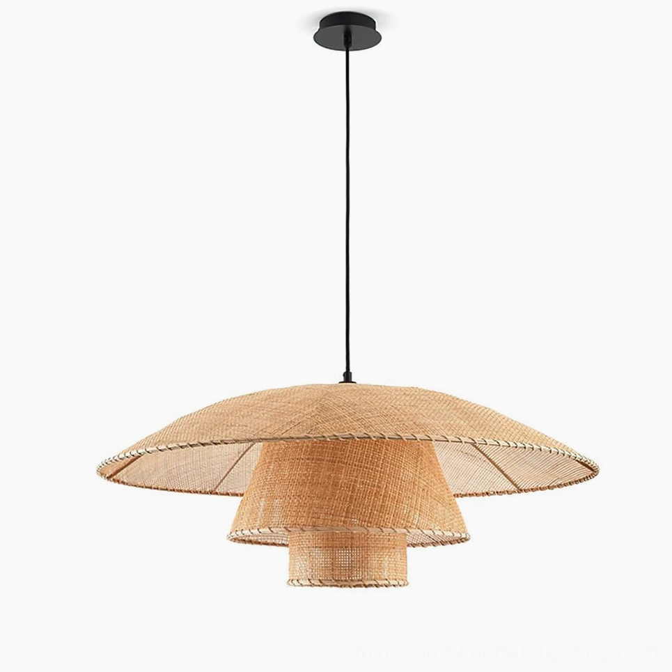 Lola rattan pendant lamp detailed view highlighting hand-woven bohemian craftsmanship