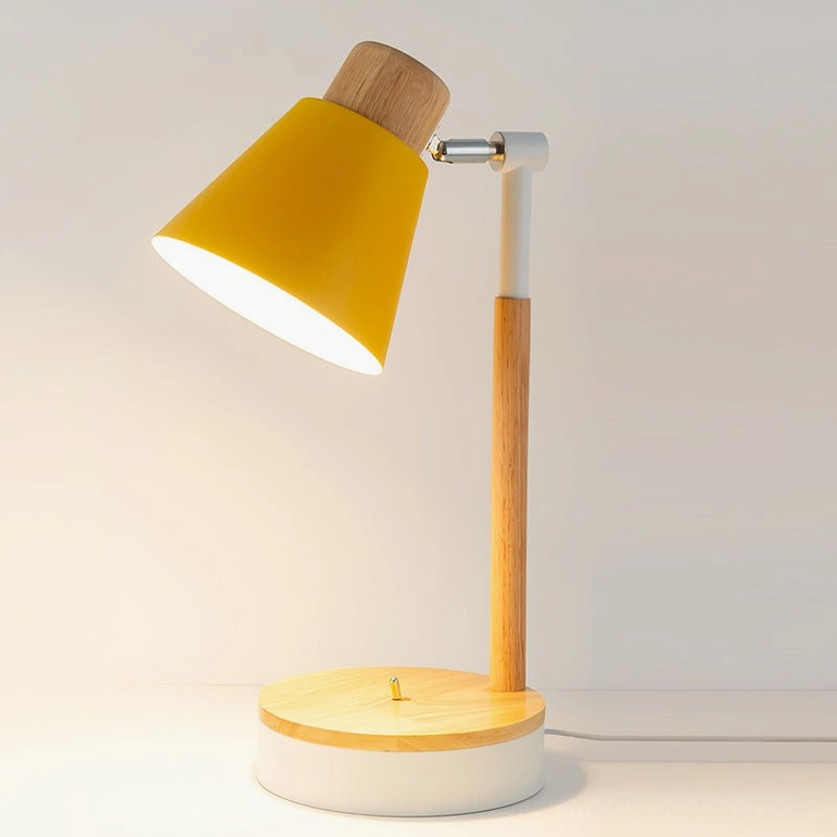 Loona table lamp architectural detail showing wooden craftsmanship and metal component assembly