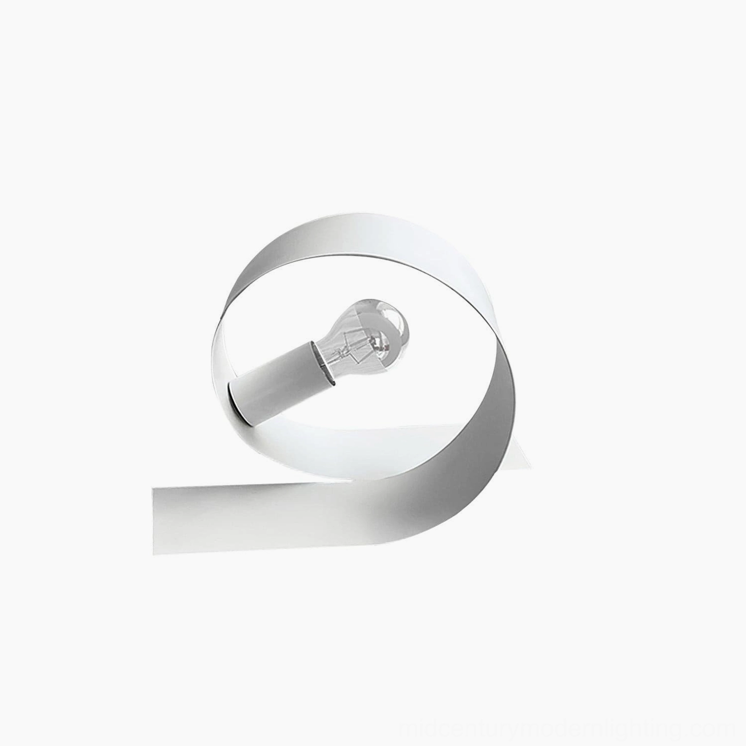 Looping white metal table lamp variant with multiple plug options available