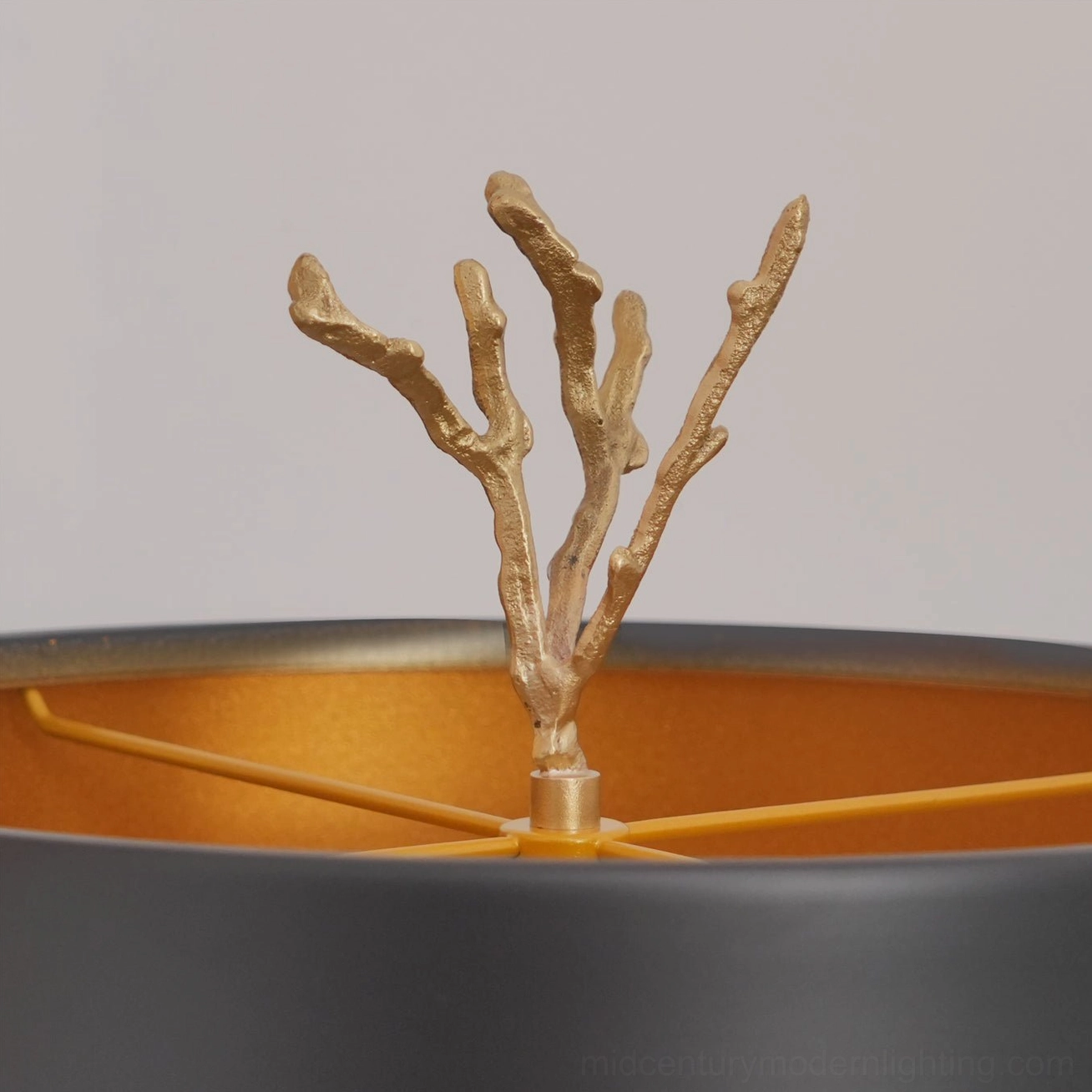 Lora table lamp marble base and twig finial sculptural lighting fixture for contemporary interior spaces