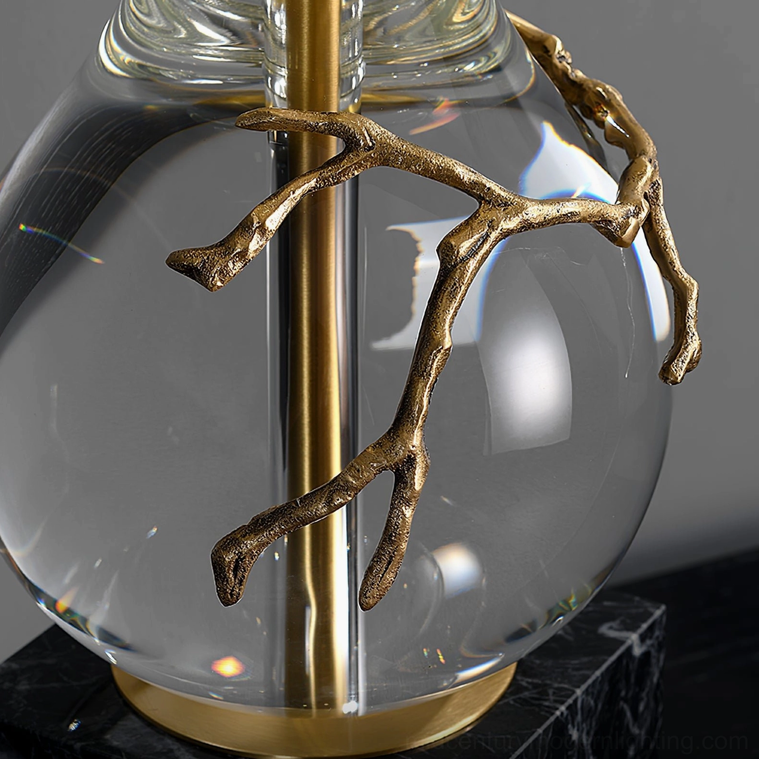 Lora luxury table lamp black drum shade gold branch accents marble base statement lighting piece