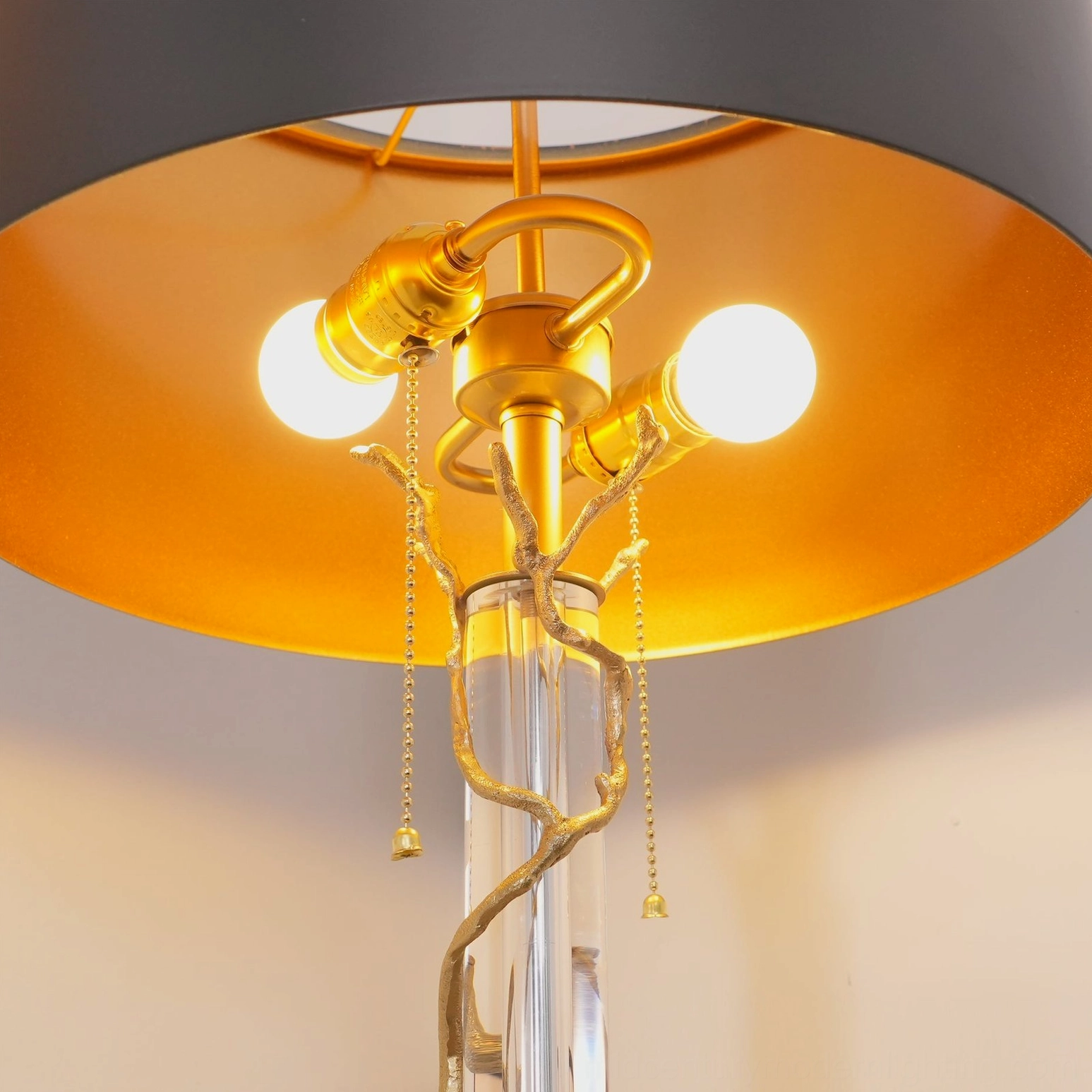 Lora brass table lamp with sculptural twig finial mid-century modern design aesthetic home décor