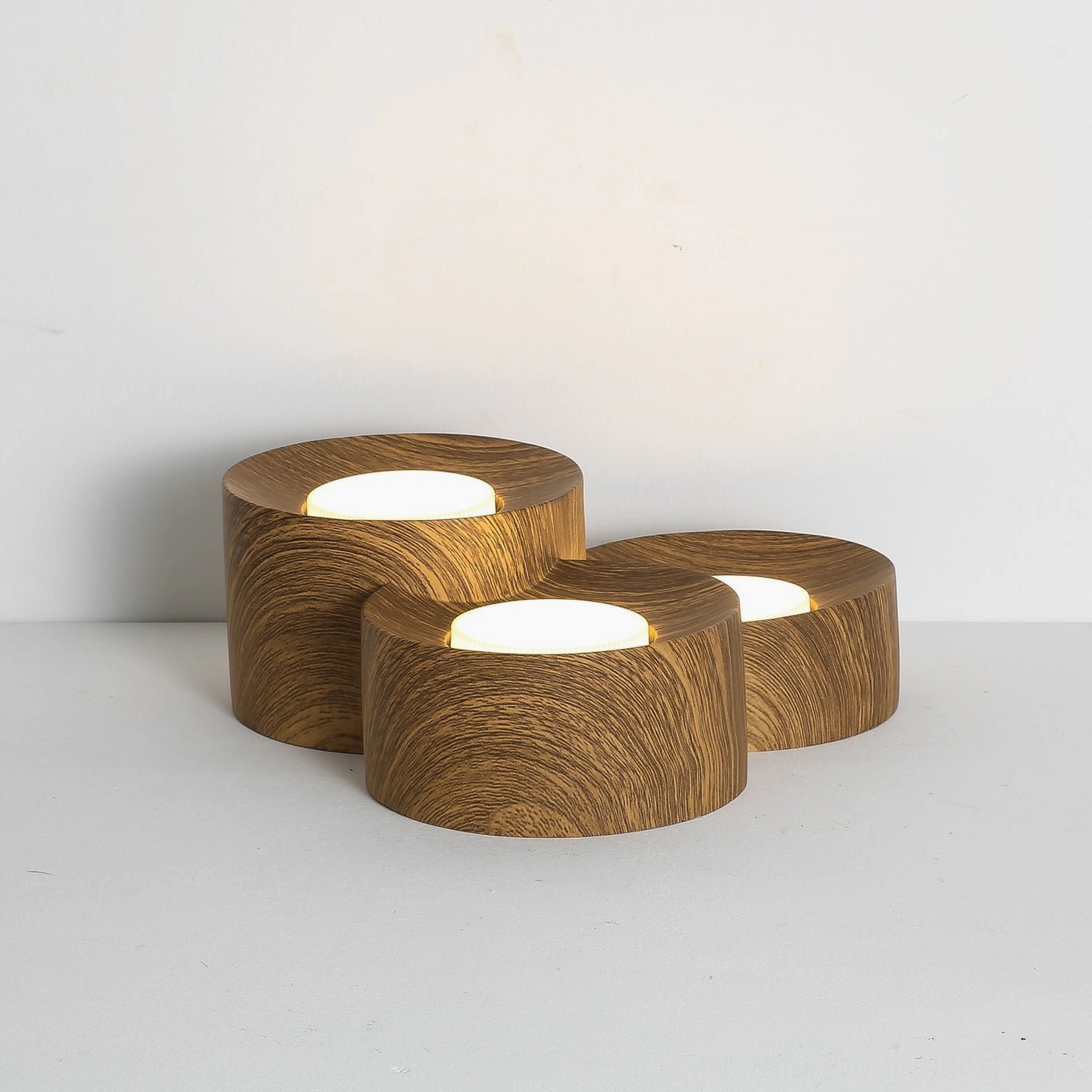 Loris ceiling light comparison all three sizes walnut grey finishes