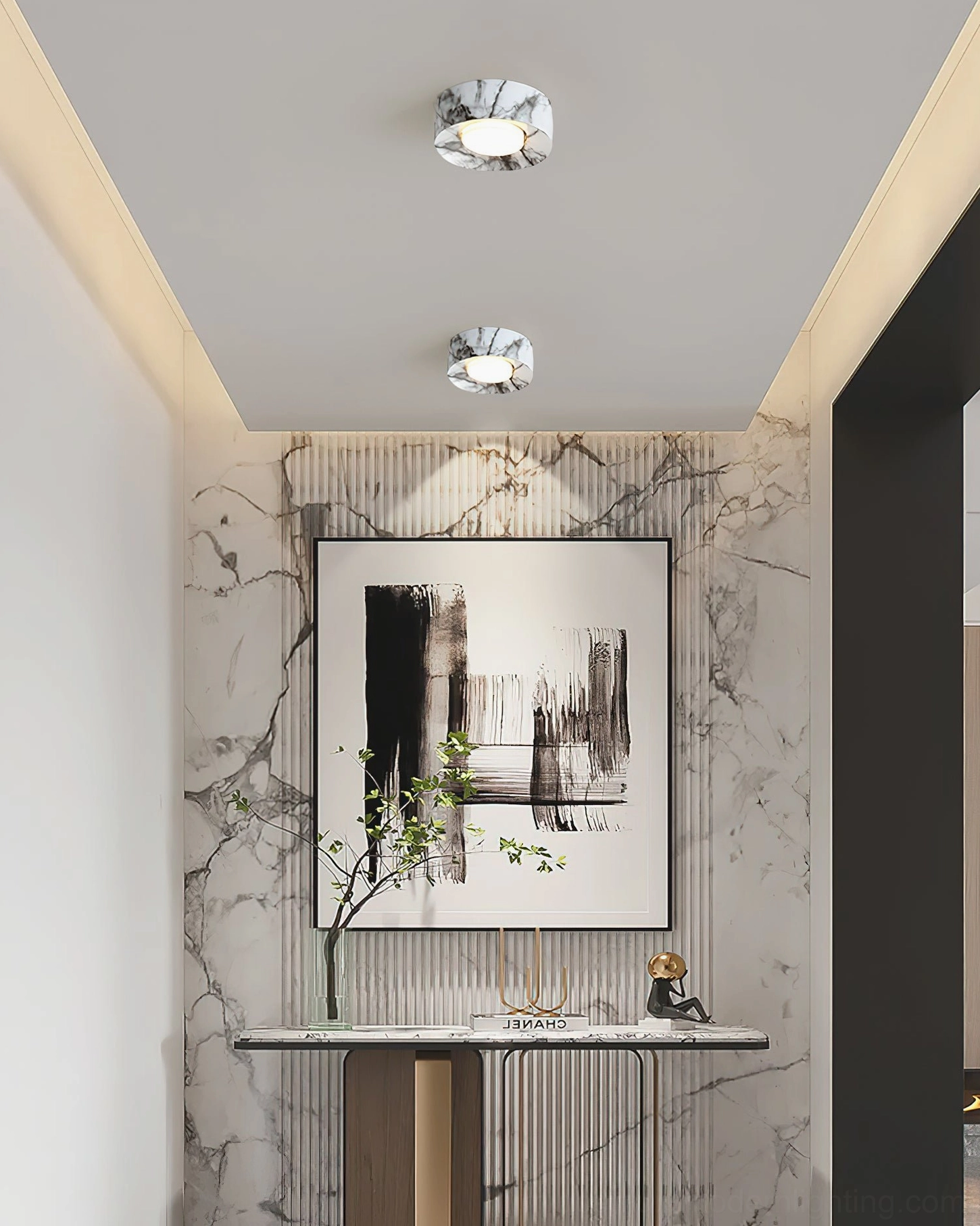 Loris clover ceiling light product detail shot walnut marble resin texture