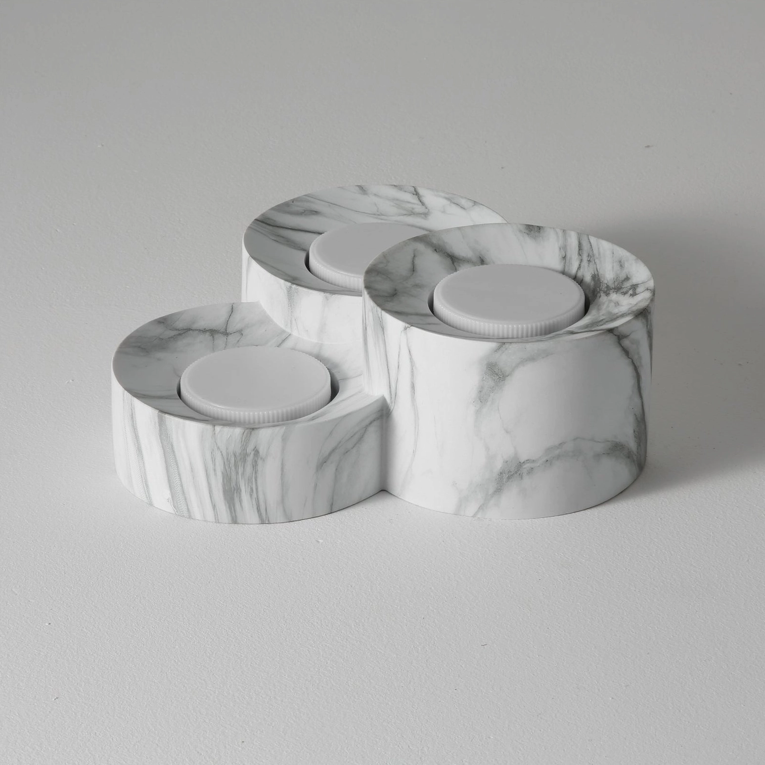 Loris three-light ceiling fixture grey marble resin studio shot
