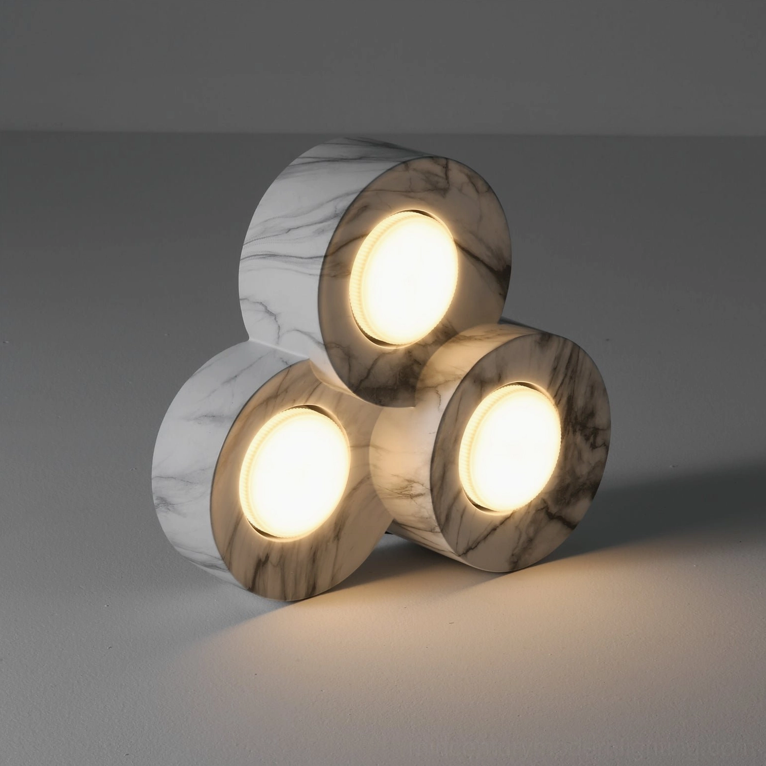 Loris three-petal grey marble ceiling light detail shot