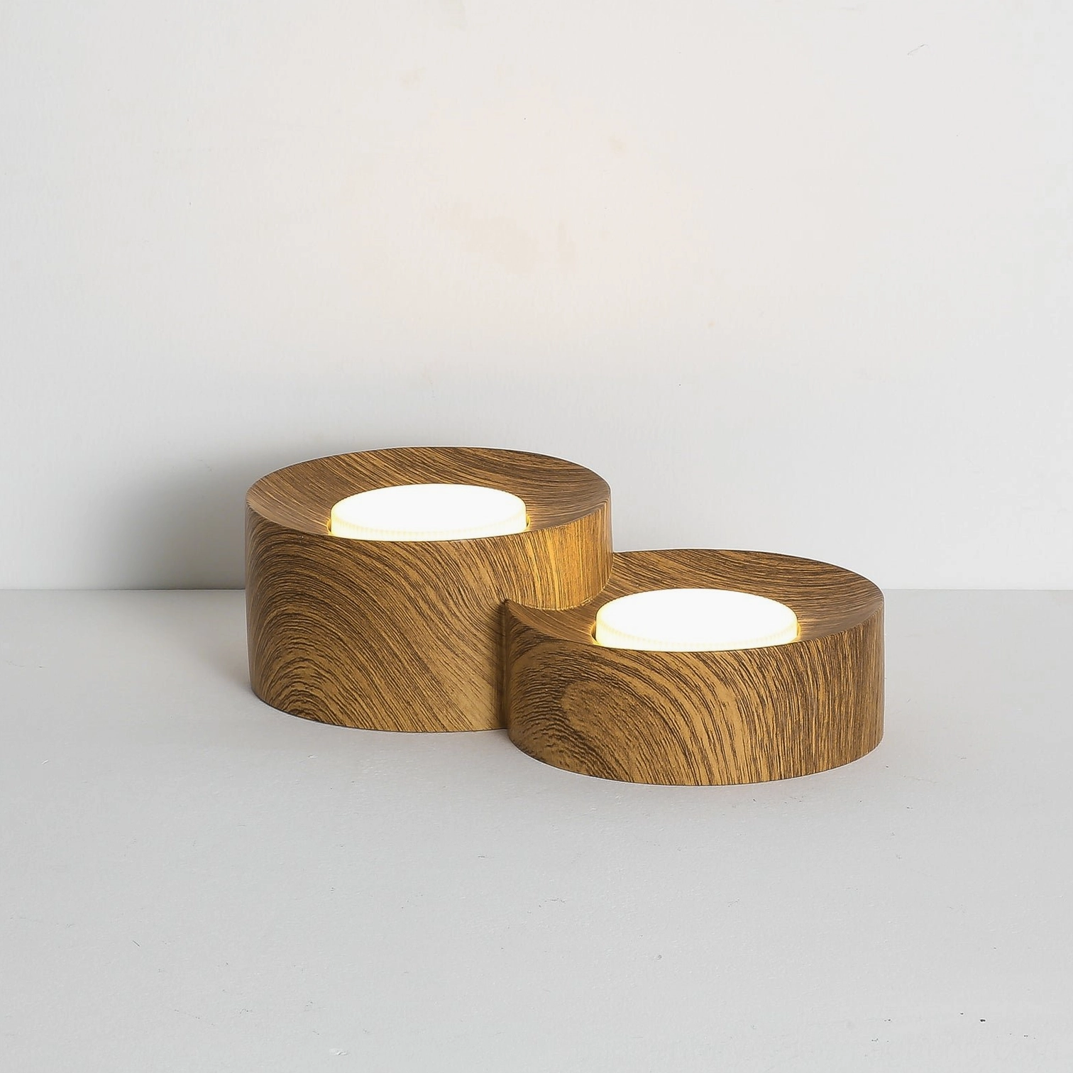 Loris two-petal marble ceiling light walnut finish isolated shot