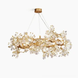 Lorna Berry brass chandelier with glass berries - studio front view