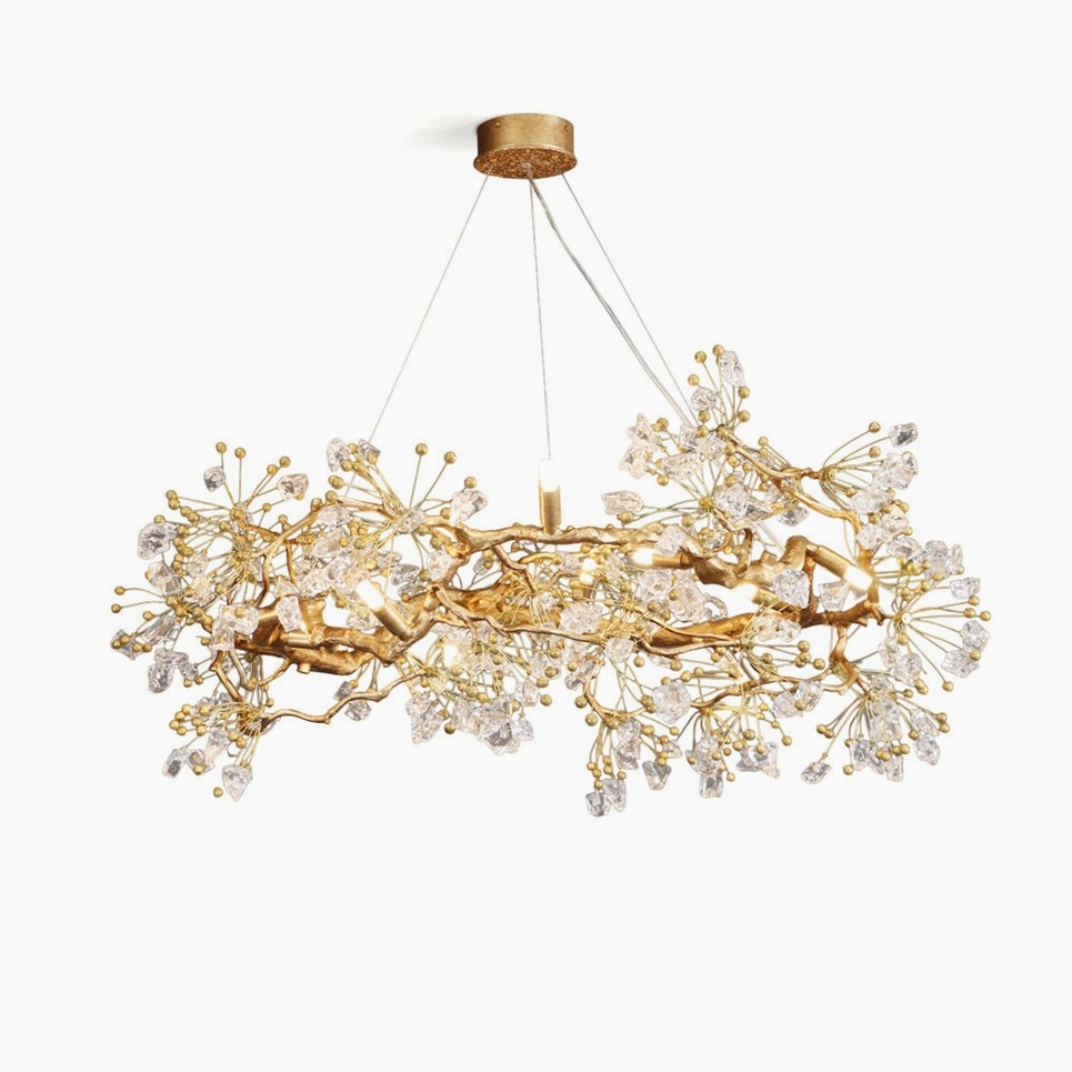 Lorna Berry brass chandelier with glass berries - studio front view