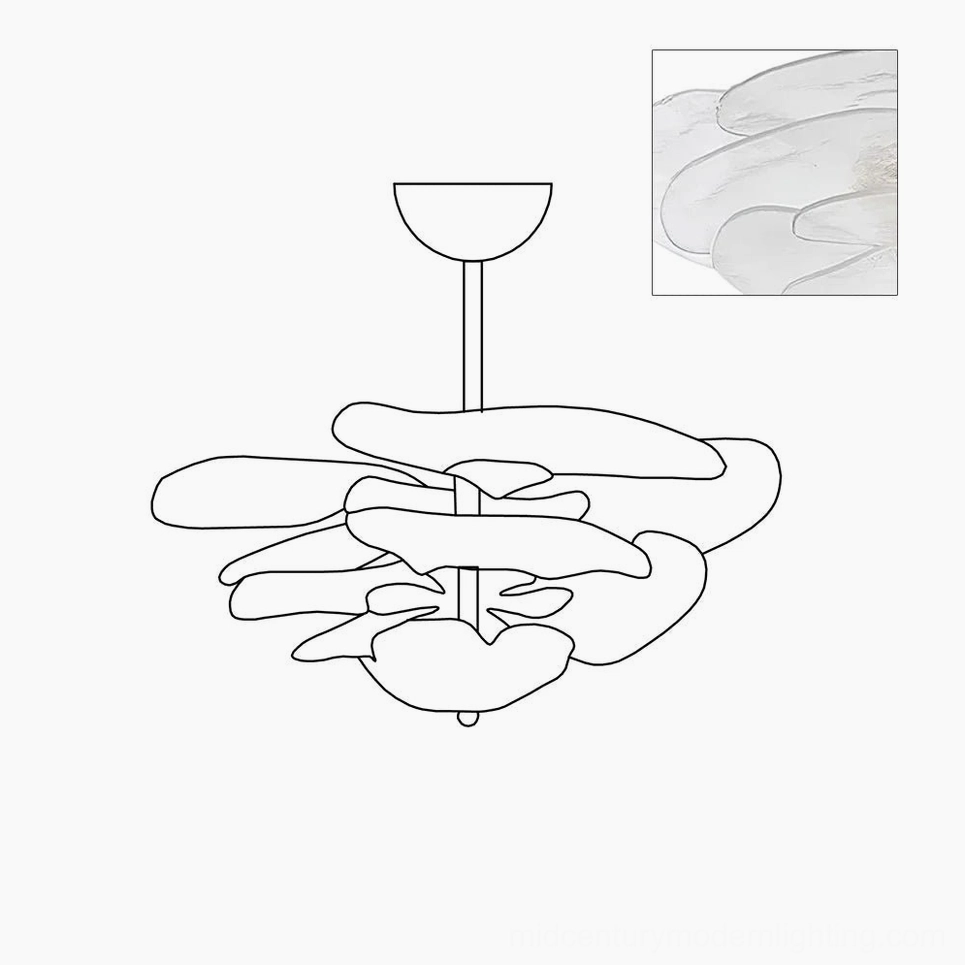 Lotus leaf glass chandelier product photograph studio setup showing full fixture profile