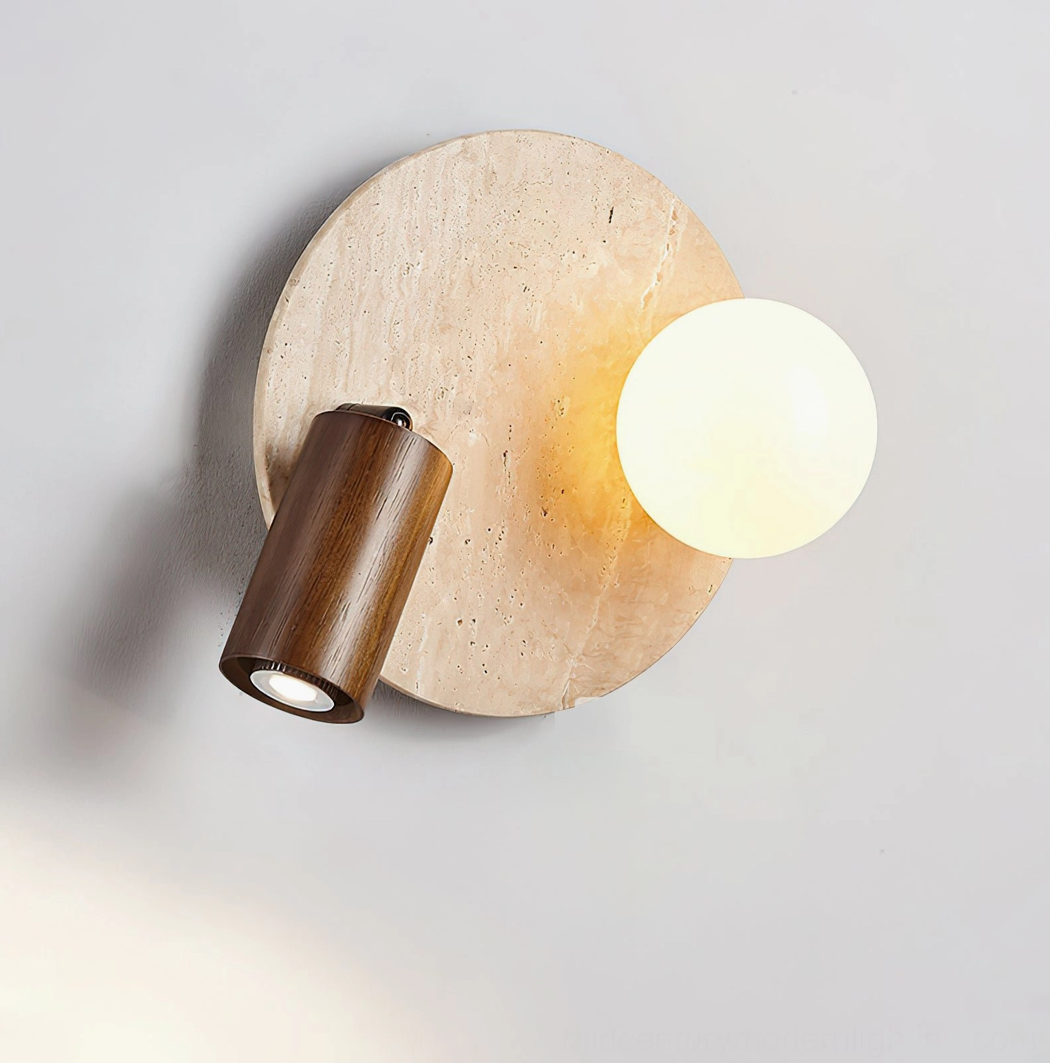 Luka Travertine Wall Lamp rectangular Model B variant in compact size with travertine stone and minimalist sculptural silhouette
