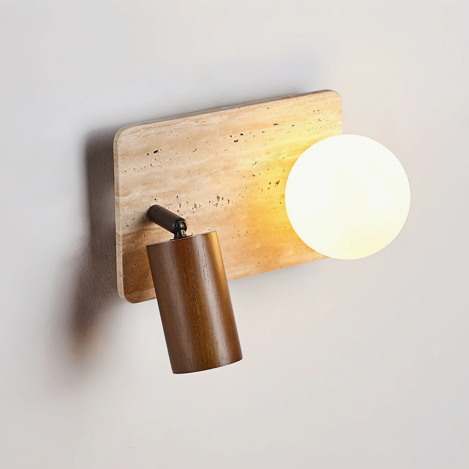 Luka Travertine Wall Lamp product packaging and presentation showing natural stone material quality and craftsmanship details