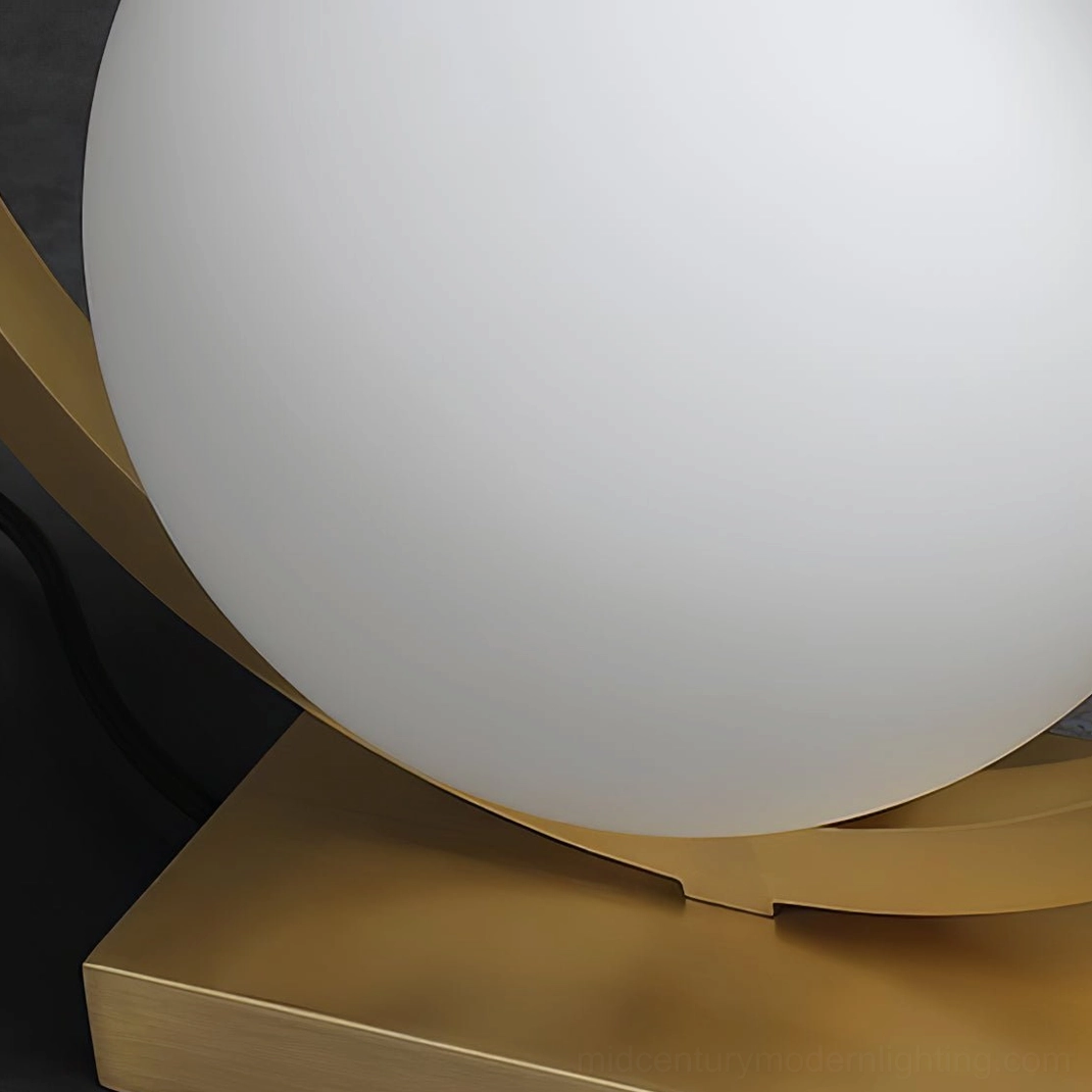Macro shot of Lunar Brass Table Lamp metal joinery and brushed gold hardware detail