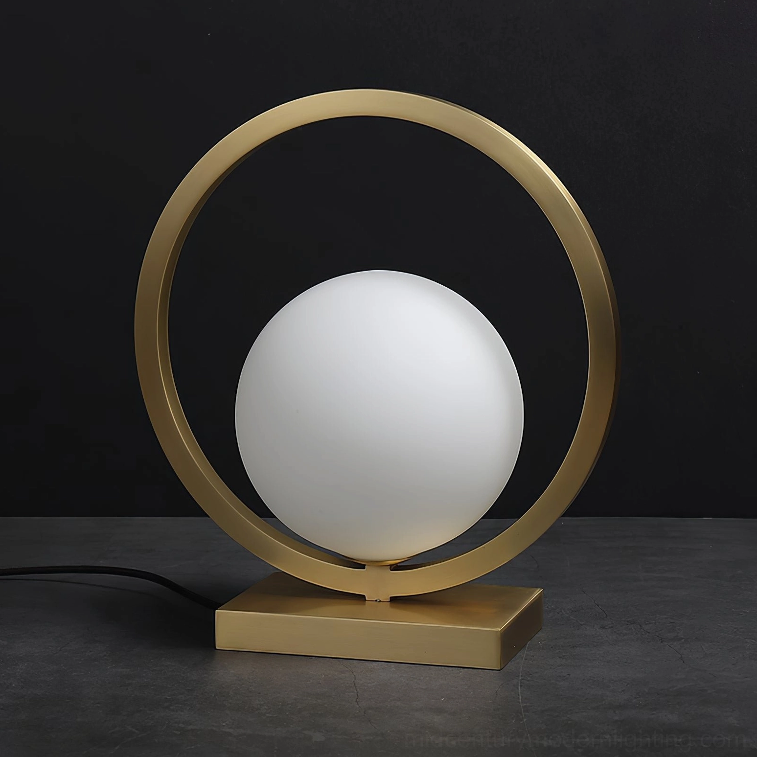 Lunar Brass Table Lamp in contemporary minimalist interior with geometric design elements