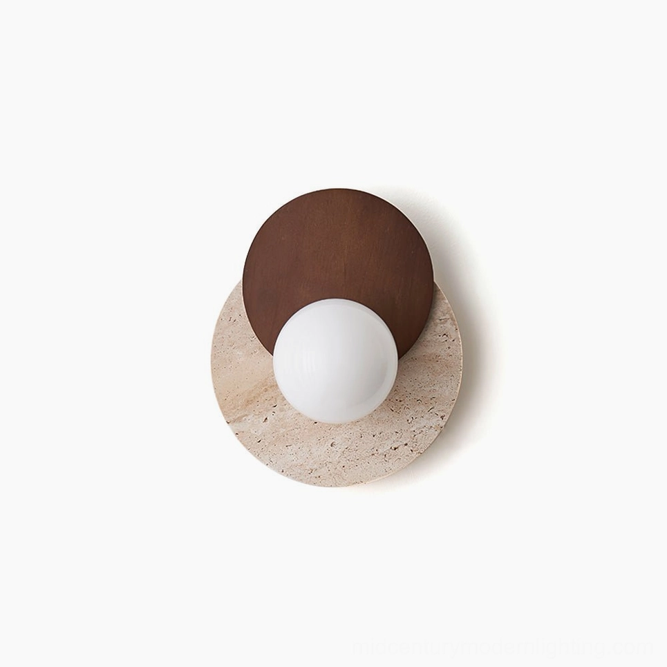 Lunar Eclipse wall sconce hero shot dual-sphere celestial design frosted glass sculptural